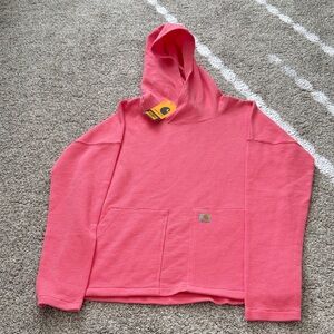 Carhartt Kid's Long Sleeve Thermal Hooded Shirt Pink Lemonade XL 14 Girls New